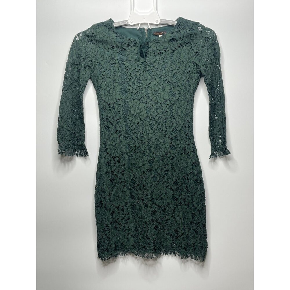 ella moss Green Lace Floral Design Fancy dress Zipped Back Closure Size 14